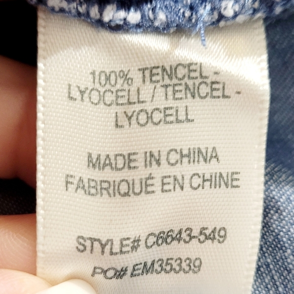 Cloth & Stone Women Chambray Tunic Dress Sz Medium Roll Tab Sleeve Anthropology - Picture 10 of 11